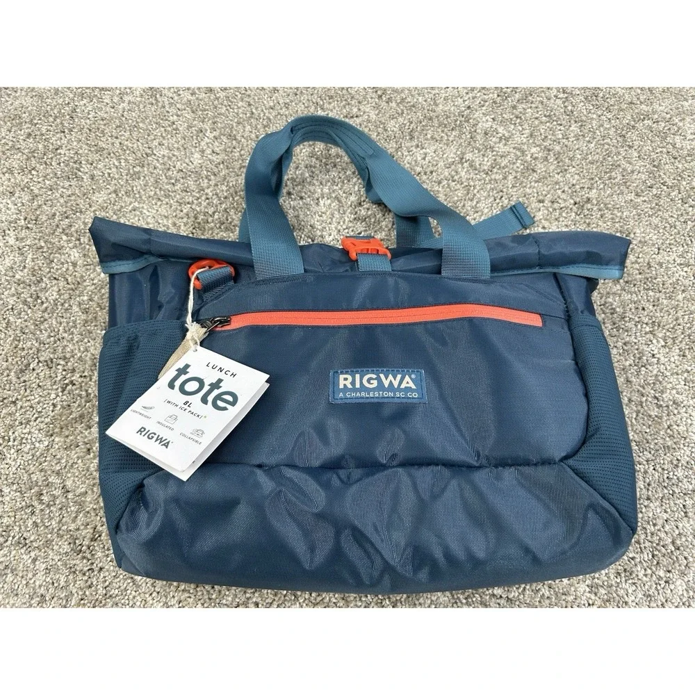 NEW Rigwa Life 8L Insulated Lunch Tote Bag Day Cooler Roll-Top Navy Blue NWT